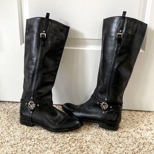 Tall black leather Coach boots